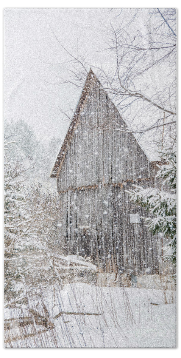 Snow Beach Towel featuring the photograph Snowing on the Farm by Cheryl Baxter