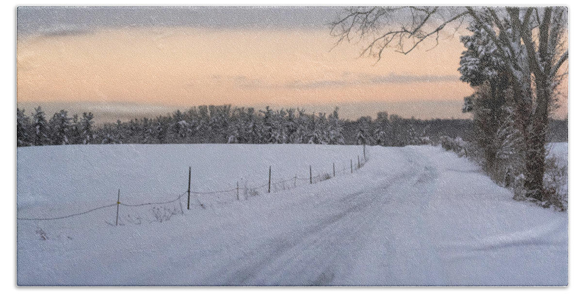 Snow Beach Towel featuring the photograph Snowy Road by Holden The Moment