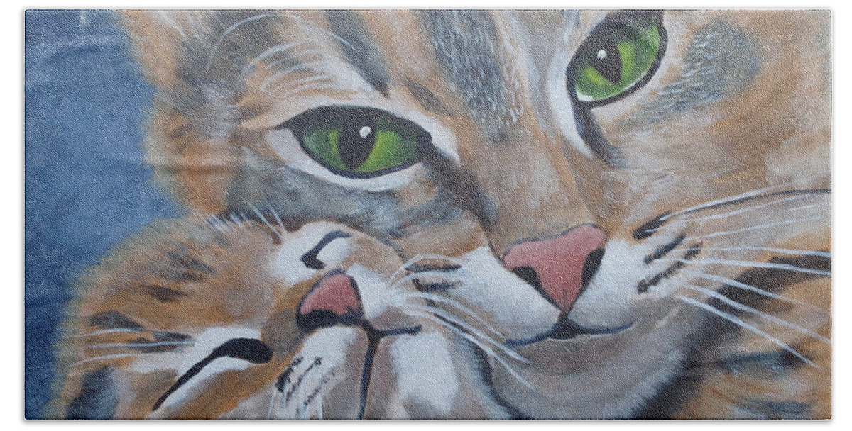 Pets Beach Towel featuring the painting Snuggle Kitties by Kathie Camara