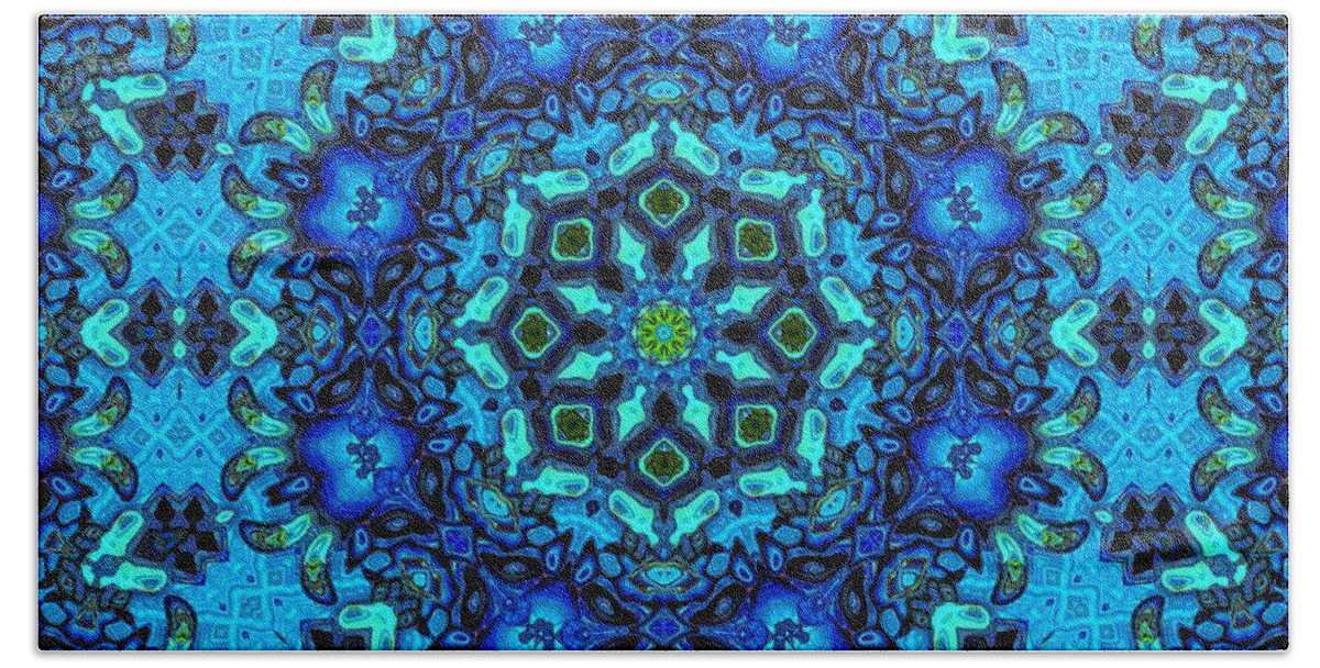 Blue Beach Sheet featuring the digital art So Blue - 33 - Mandala by Aimelle Ml