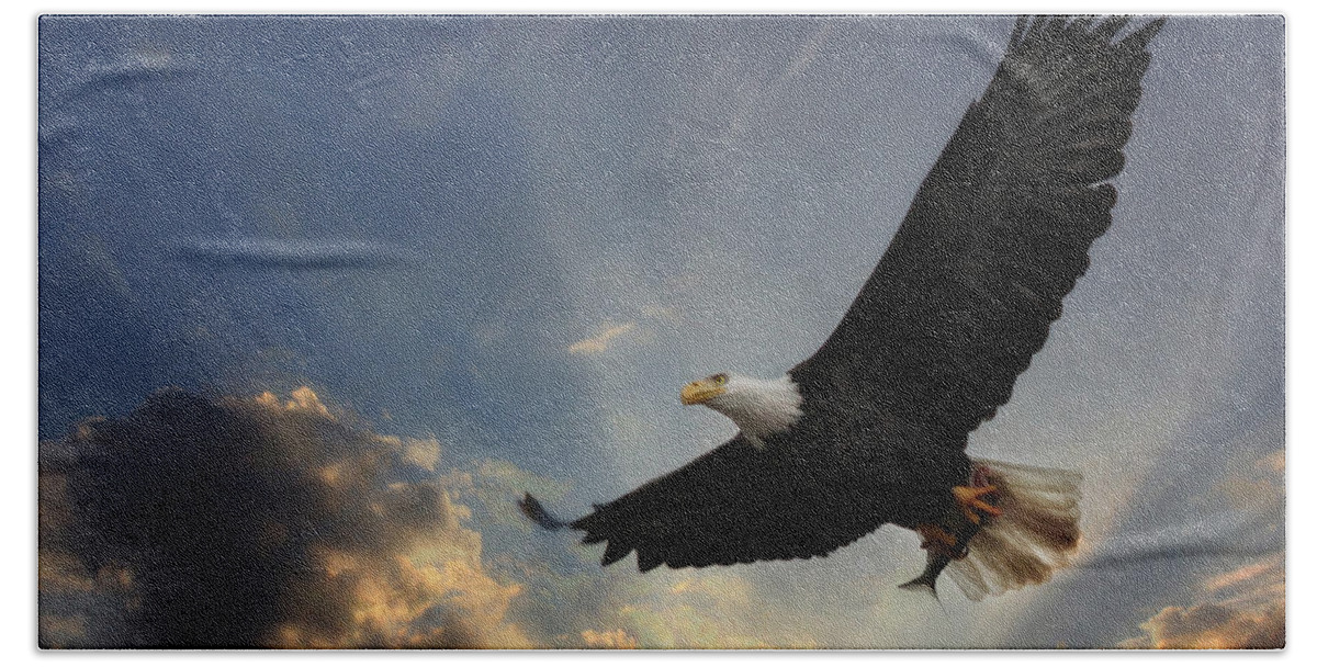 Bird Beach Towel featuring the photograph Soar to new heights by Lori Deiter