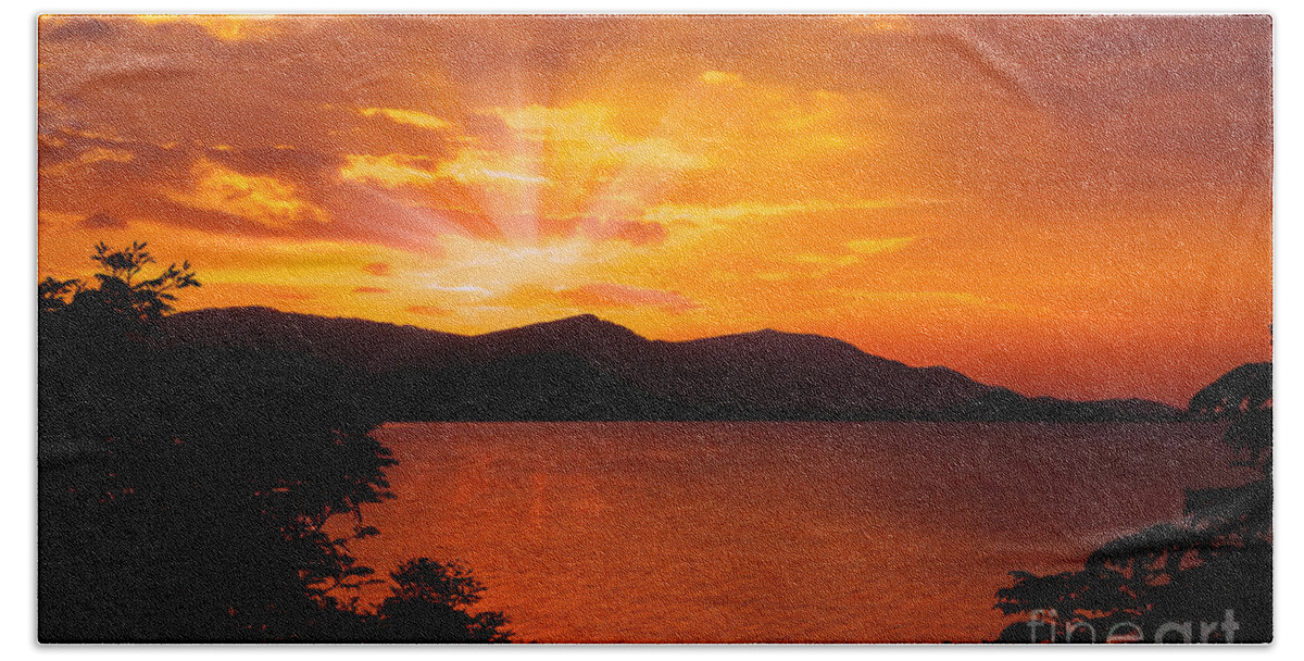 Hdr Beach Towel featuring the photograph Som Island Sunset by Adrian Evans