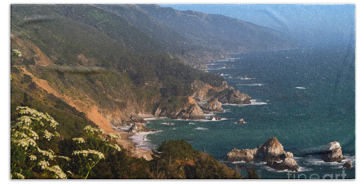 Big Sur Beach Towel featuring the photograph South Coast View in Big Sur by Charlene Mitchell