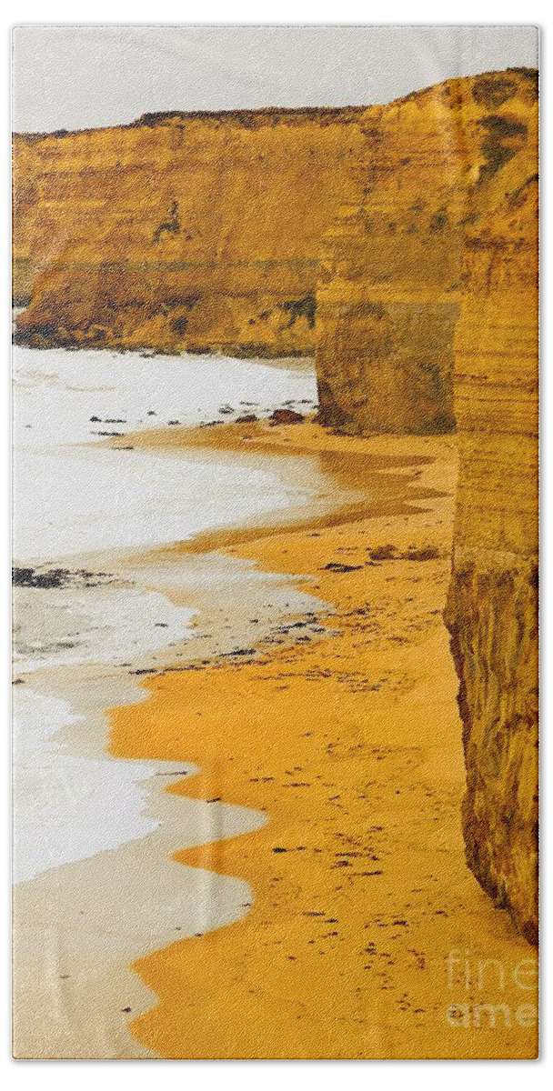Color Photo Beach Towel featuring the digital art Southern Ocean Cliffs by Tim Richards