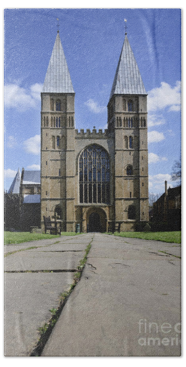 Southwell Minster Beach Towel featuring the photograph Southwell Minster - road to salvation by Steev Stamford