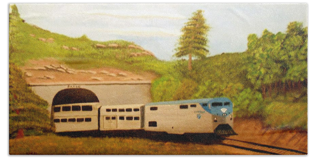 Amtrak Beach Sheet featuring the painting Southwest Chief at Raton Pass by Sheri Keith