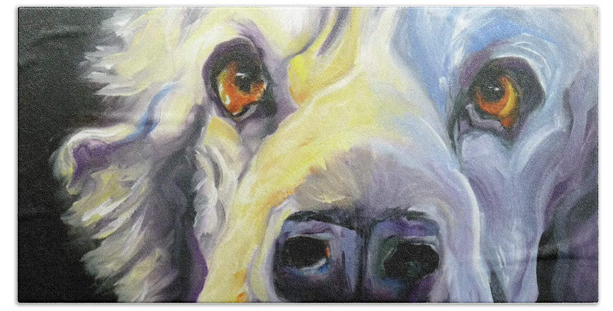 Dogs Beach Sheet featuring the painting Spaniel in Thought by Susan A Becker