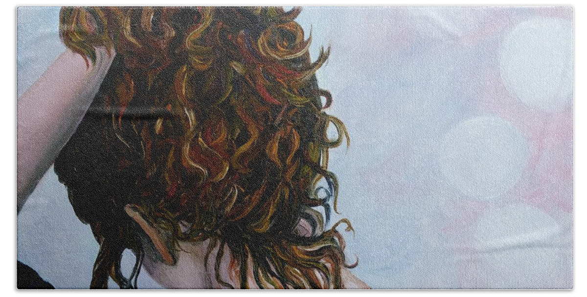 Women With Curly Hair Beach Sheet featuring the painting Spirit Guides by Julie Brugh Riffey