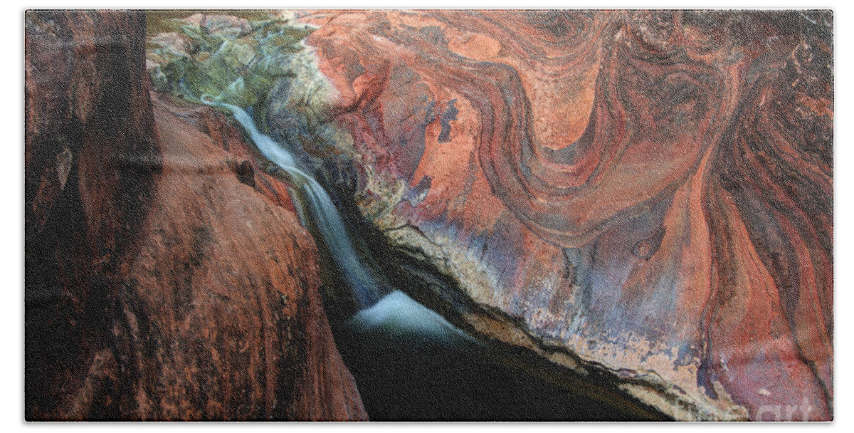 Waterfall Beach Towel featuring the photograph Splendor On Quail Creek by Bob Christopher