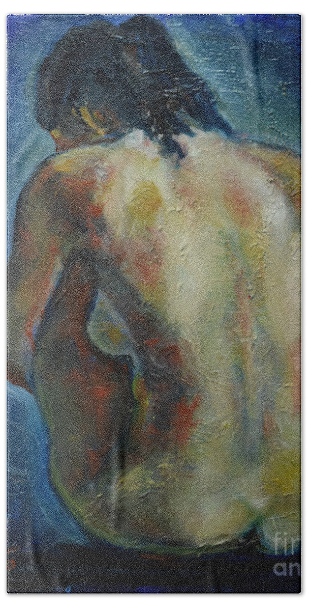 Nude Woman Beach Sheet featuring the painting Sport Girl by Raija Merila