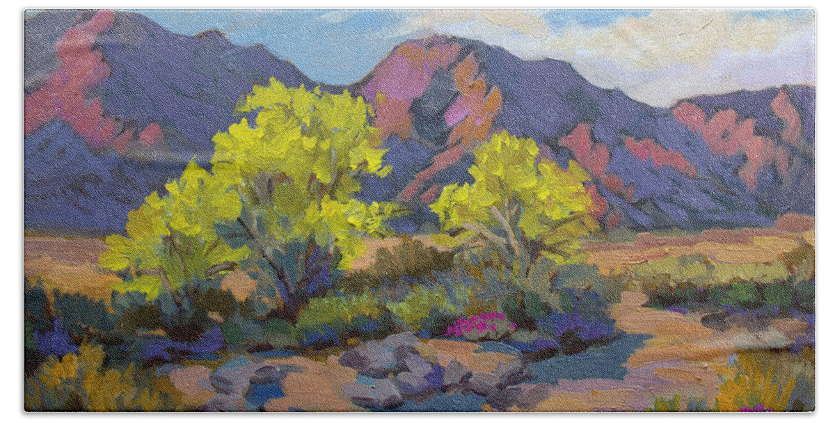 Spring Beach Towel featuring the painting Spring Palo Verde by Diane McClary
