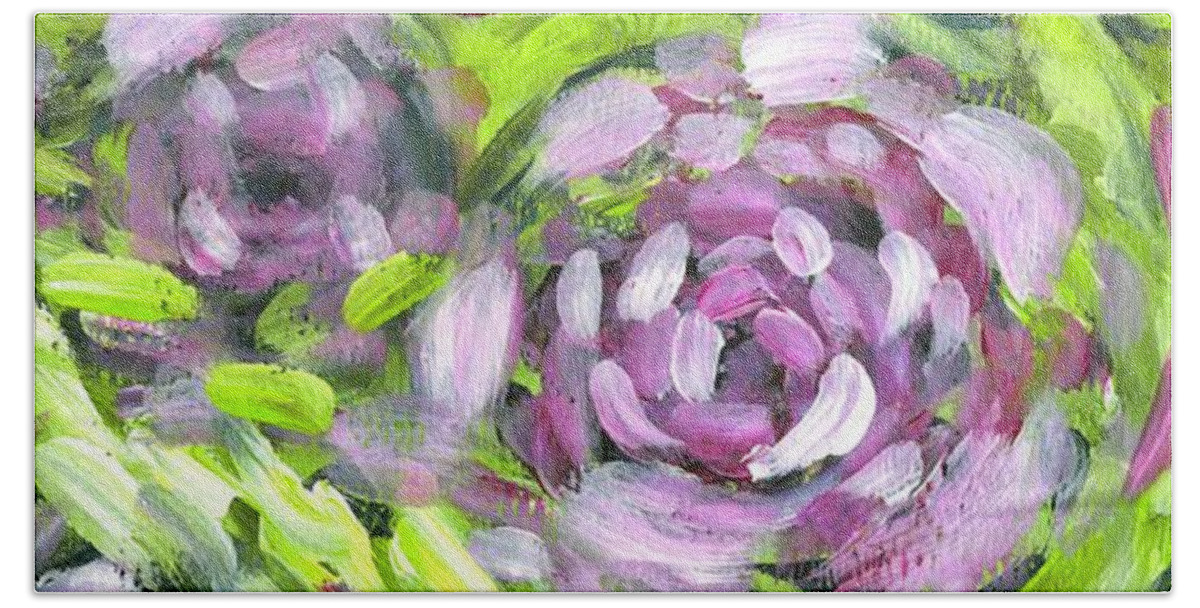 Roses Beach Towel featuring the painting Spring Whirl by Holly Carmichael