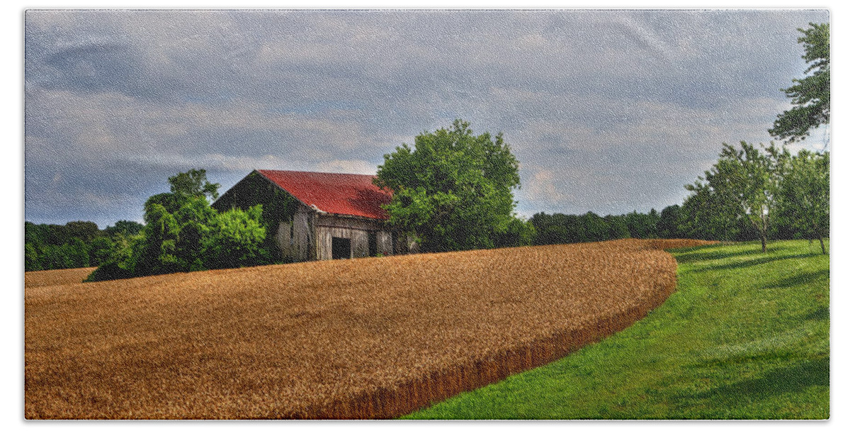 Barn Beach Towel featuring the photograph Springhill Farms by Jerry Gammon