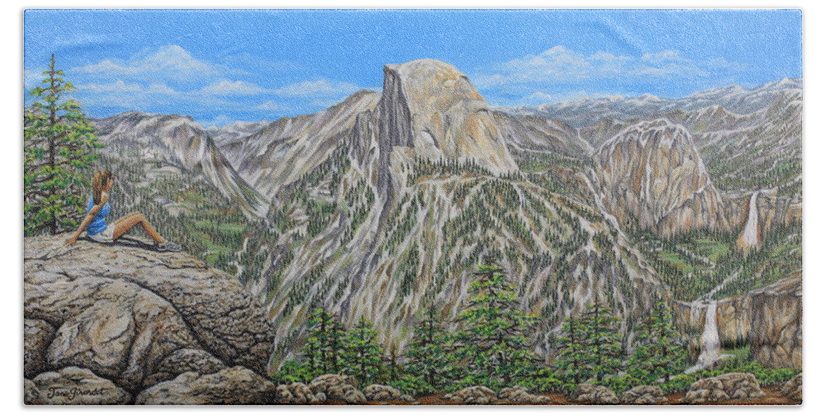 Yosemite Beach Towel featuring the painting Springtime In Yosemite Valley by Jane Girardot
