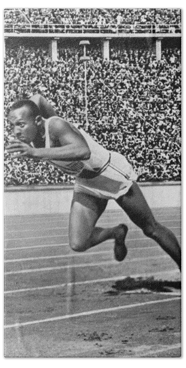 1 Person Only Beach Towel featuring the photograph Sprinter Jesse Owens by Underwood Archives