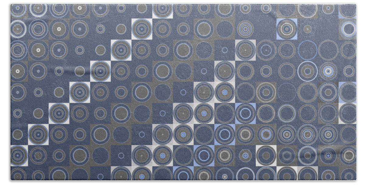 Geometric Beach Towel featuring the digital art Squares Circles 1 by Judi Suni Hall
