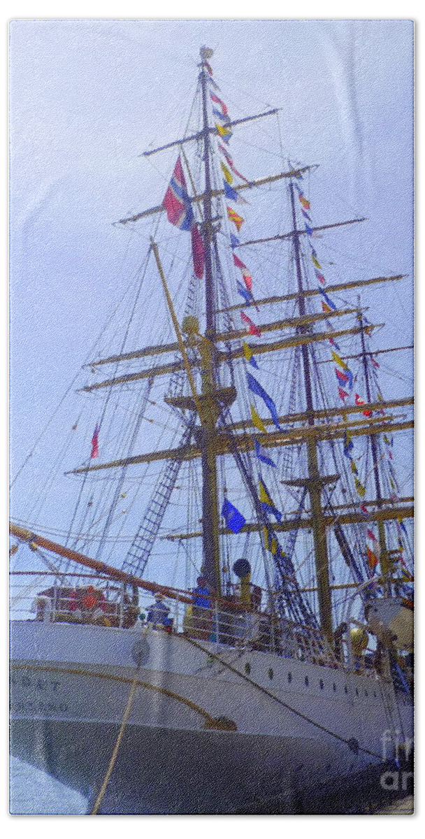 People Beach Towel featuring the photograph SS SORLANDET Tall Ships by Lingfai Leung