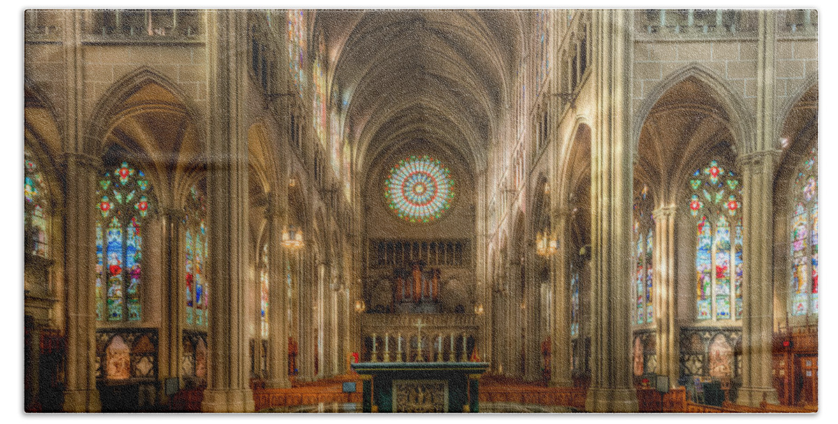St. Mary Cathedral Basilica Of The Assumption Beach Towel featuring the photograph St. Mary Cathedral Basilica of the Assumption by Keith Allen