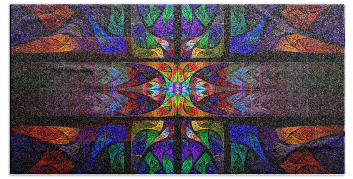 Fractal Beach Towel featuring the digital art Stained Glass by Gary Blackman