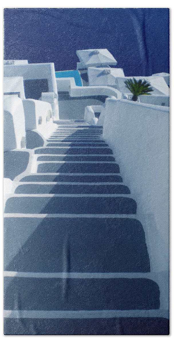 Colette Beach Towel featuring the photograph Stairs down to ocean Santorini by Colette V Hera Guggenheim