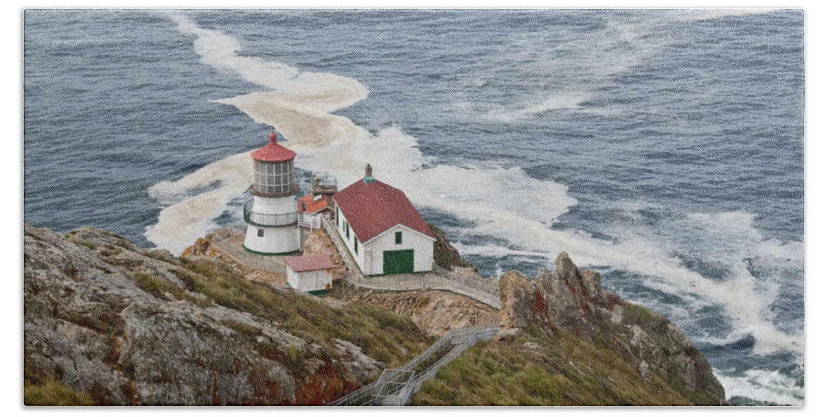 Architecture Beach Towel featuring the photograph Stairway Leading to Point Reyes Lighthouse by Jeff Goulden