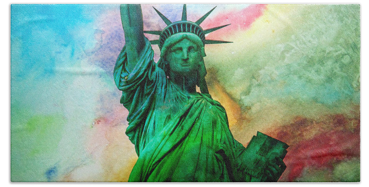 Statue Of Liberty Beach Sheet featuring the photograph Stand Up For Your Dreams by Az Jackson