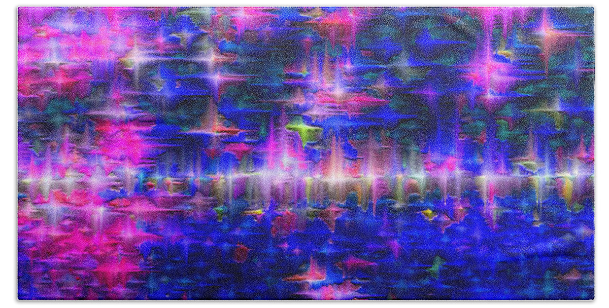 Abstract Art Beach Towel featuring the mixed media Star Gardens by Carl Hunter