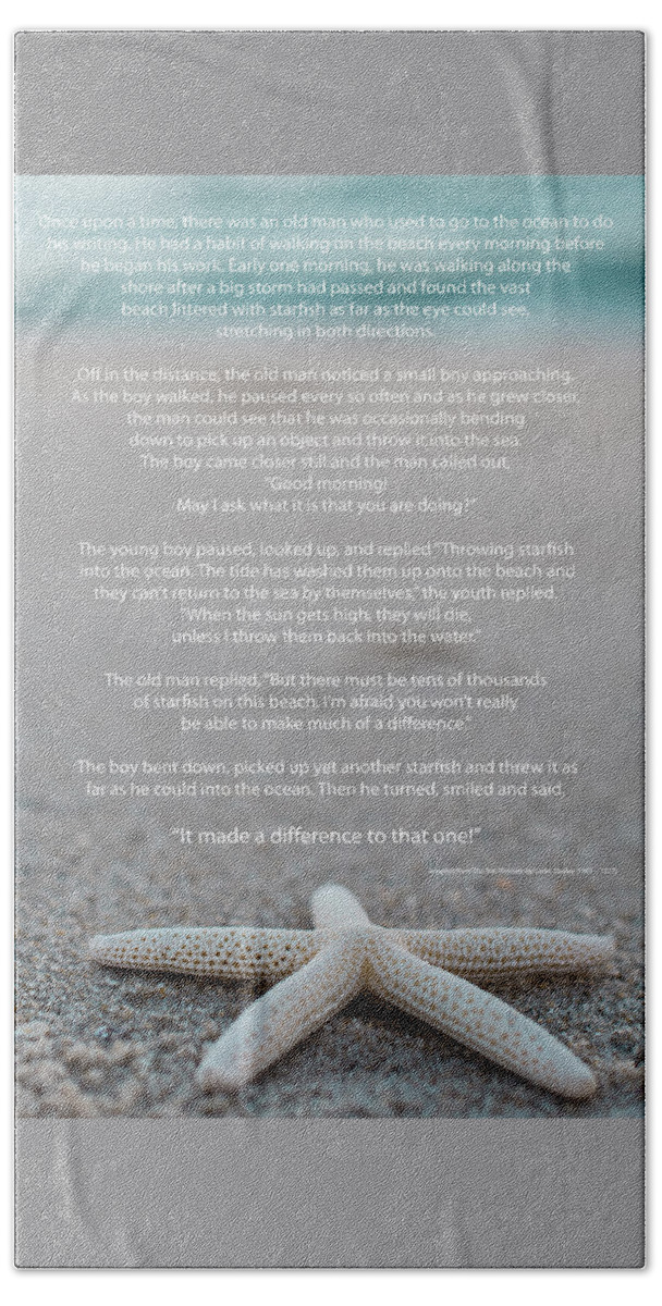 Starfish Make A Difference Beach Towel featuring the photograph Starfish Make a Difference by Terry DeLuco