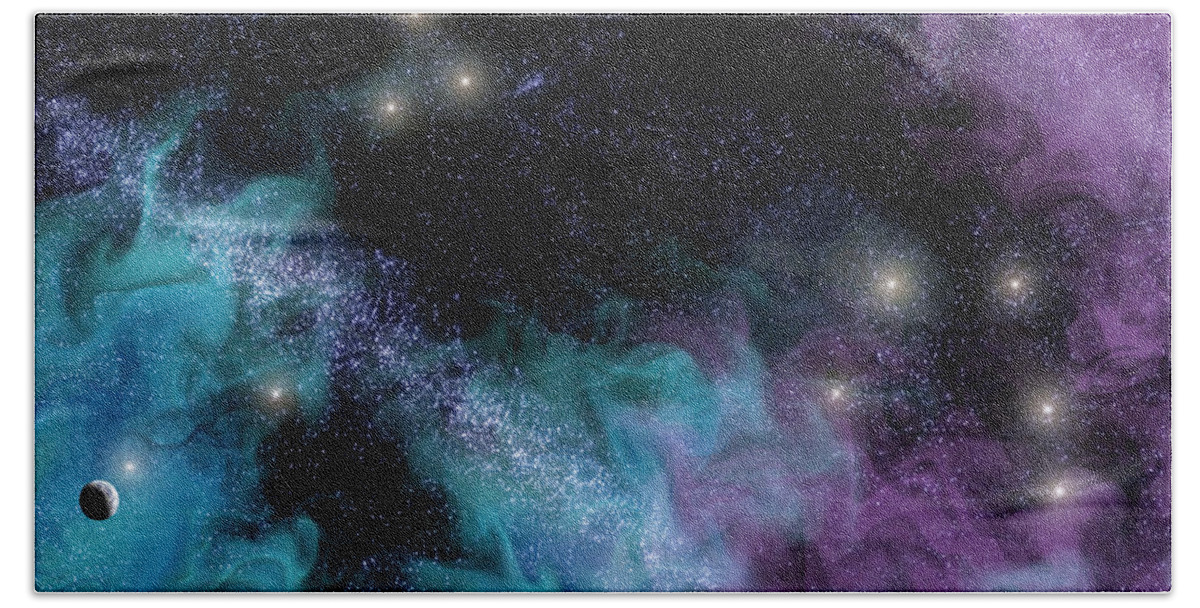 Nebula Beach Towel featuring the digital art Starscape Nebula by Antony McAulay