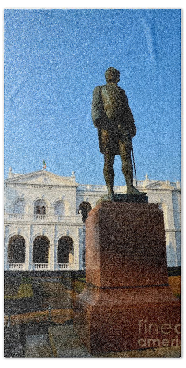 Statue Beach Towel featuring the photograph Statue of Gregory outside National Museum Colombo Sri Lanka by Imran Ahmed