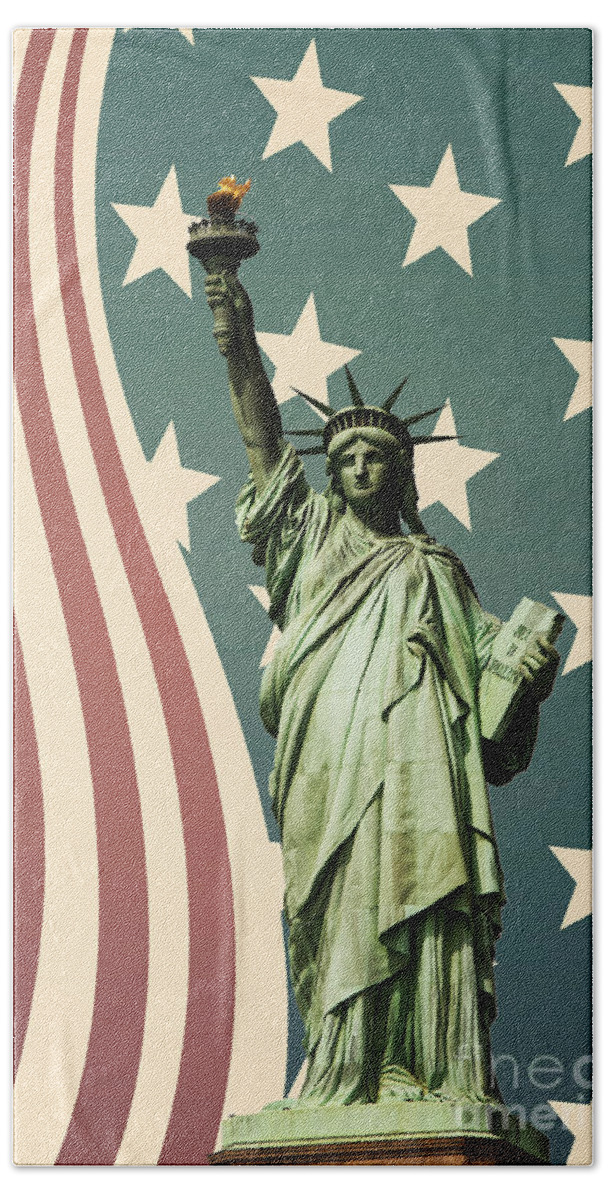 America Beach Towel featuring the photograph Statue of Liberty by Juli Scalzi