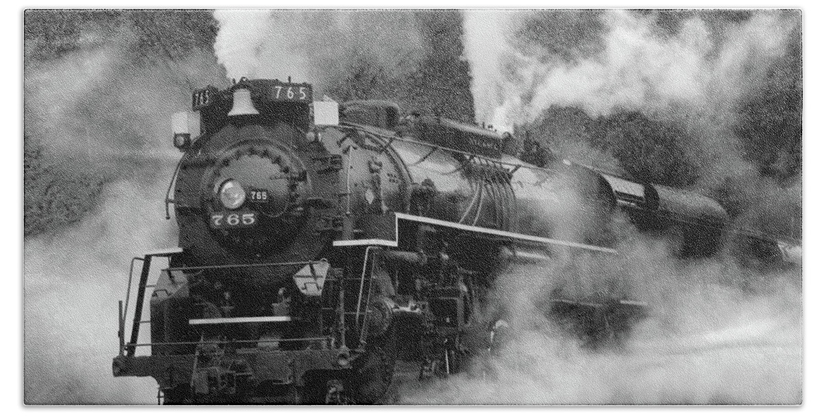  Railroad Beach Towel featuring the photograph Steam Engine by Ann Bridges