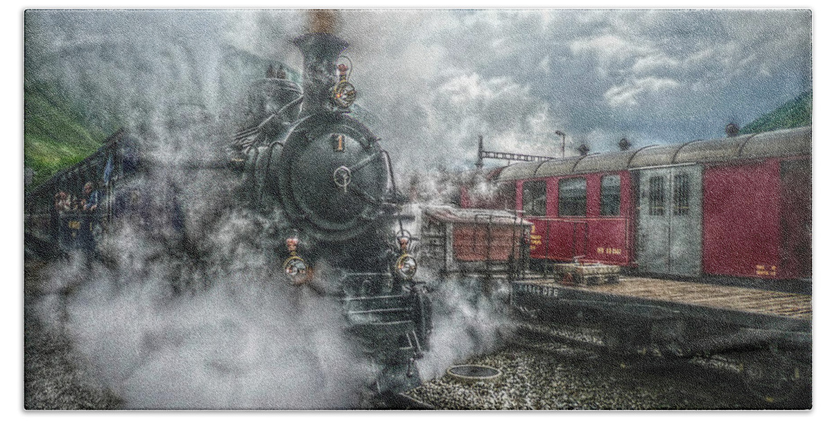 Switzerland Beach Towel featuring the photograph Steam Train by Hanny Heim