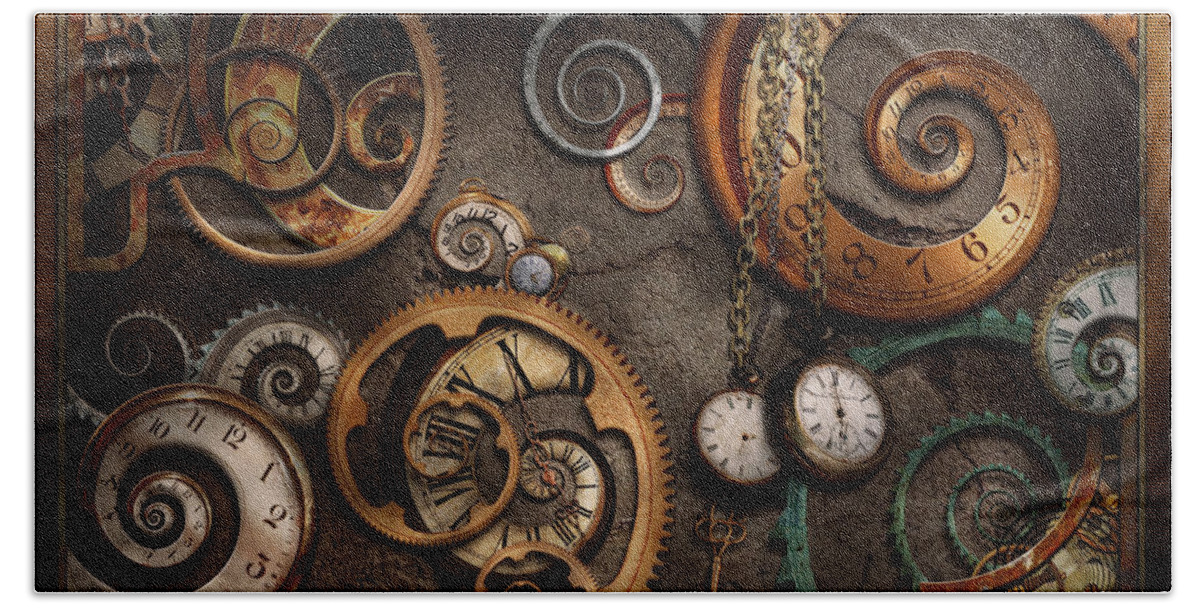 Steampunk Beach Towel featuring the photograph Steampunk - Abstract - Time is complicated by Mike Savad