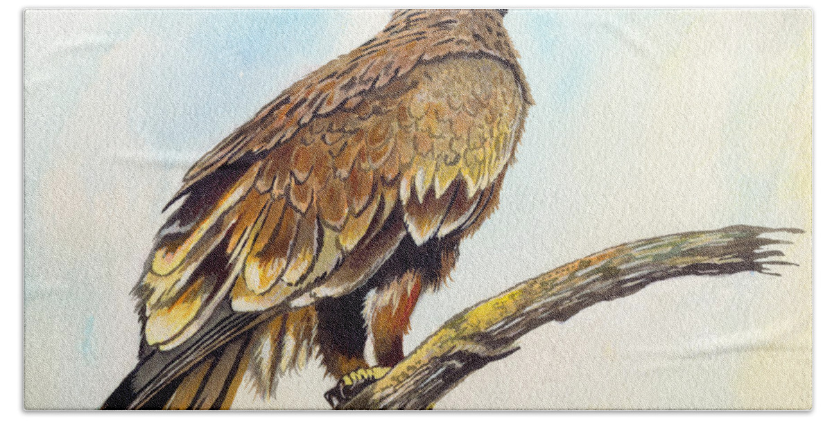 Steppe Eagle Beach Sheet featuring the painting Steppe Eagle by Anthony Mwangi