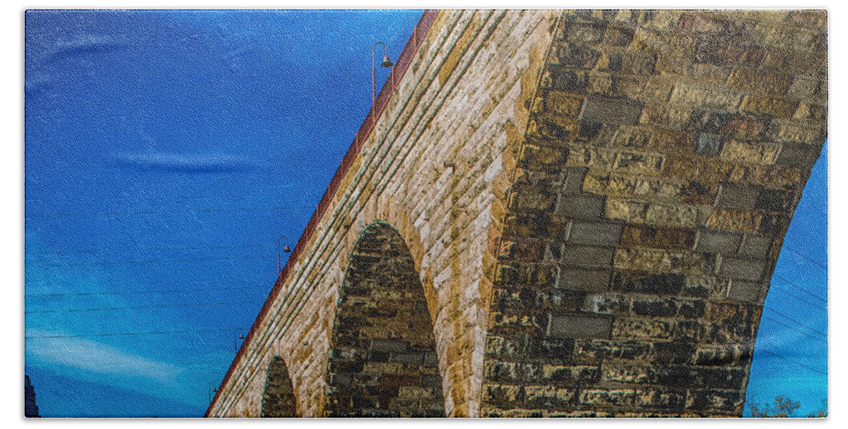 Stone Arch Bridge Beach Towel featuring the photograph Stone Arch Bridge By Paul Freidlund by Paul Freidlund