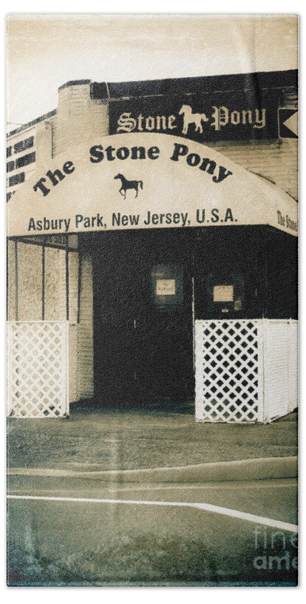 Street Photography Beach Towel featuring the photograph Stone Pony by Colleen Kammerer