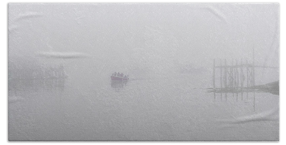 Fog Beach Towel featuring the photograph Stonington Maine Morning Fog by Marty Saccone