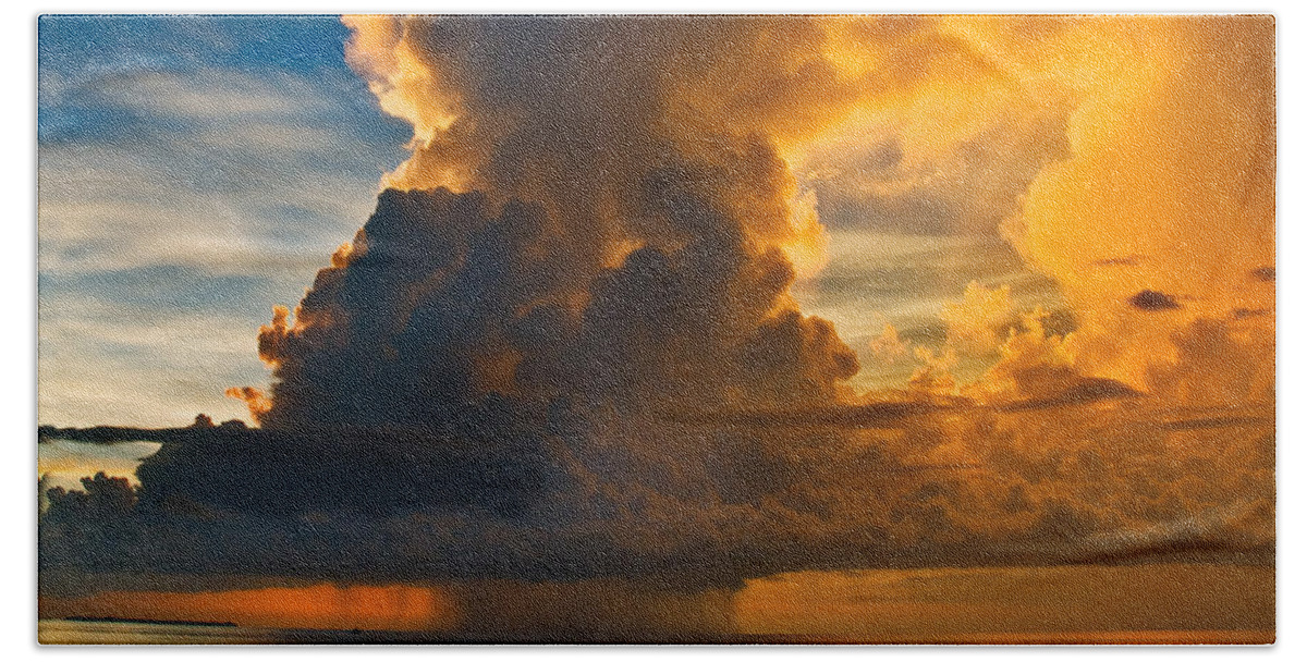 Sunset Beach Towel featuring the photograph Storm at Sea by Ginger Wakem