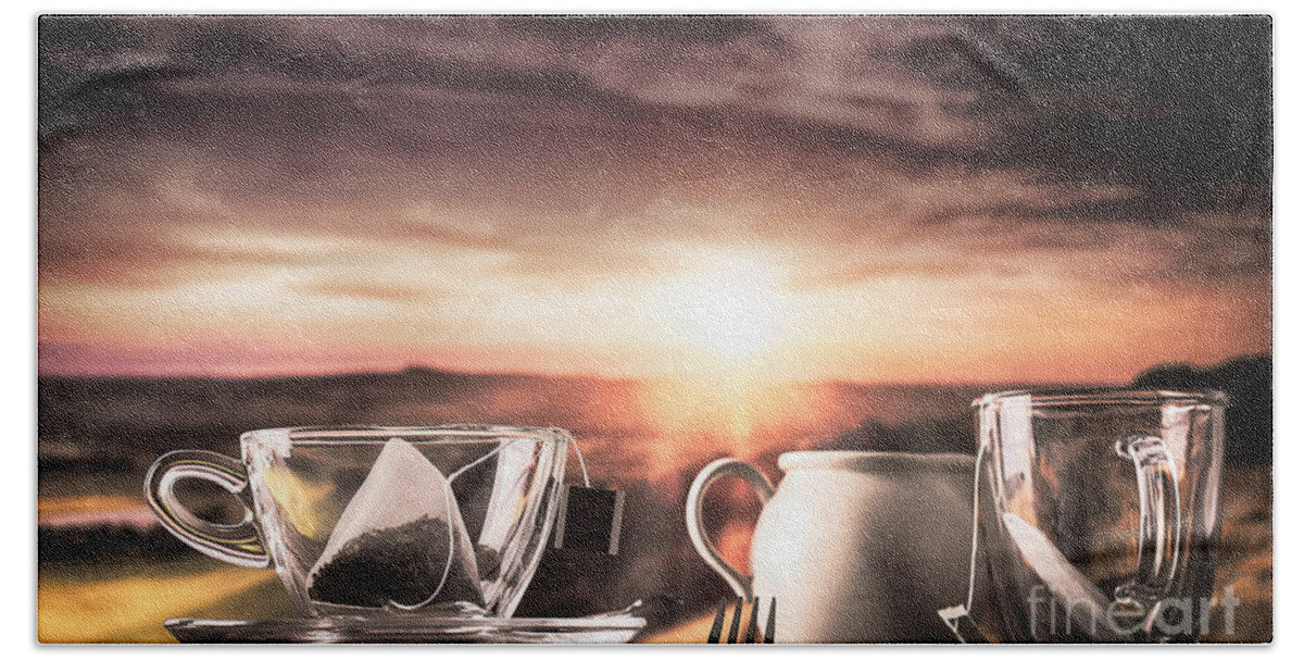 Tea Beach Towel featuring the photograph Storm in a teacup by Simon Bratt