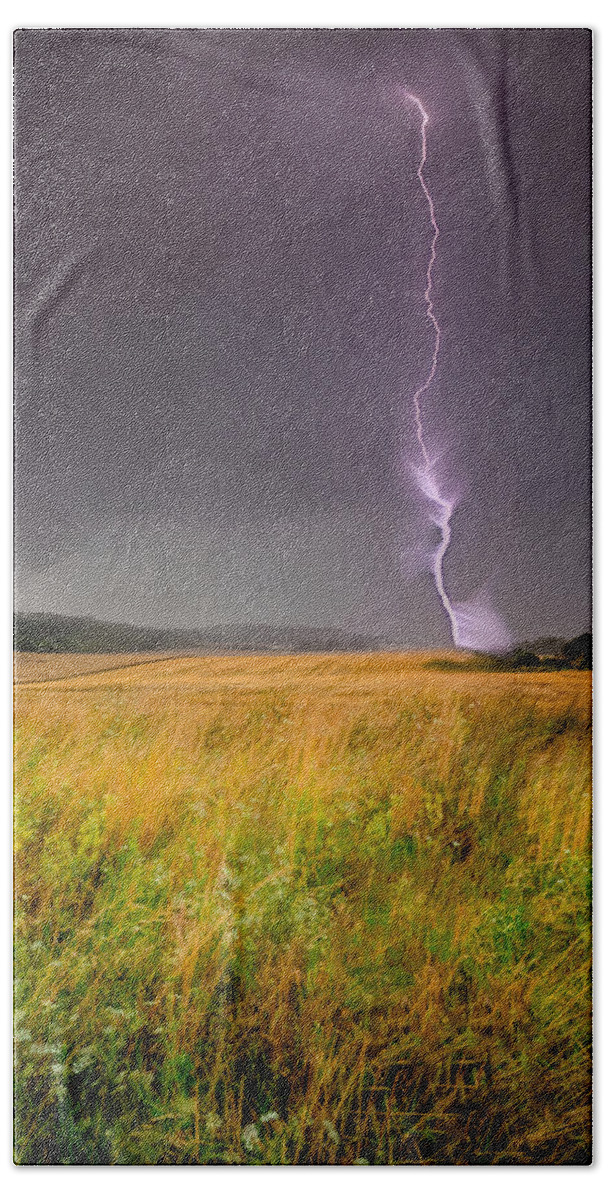 Scene Beach Towel featuring the photograph Storm over the wheat fields by Eti Reid