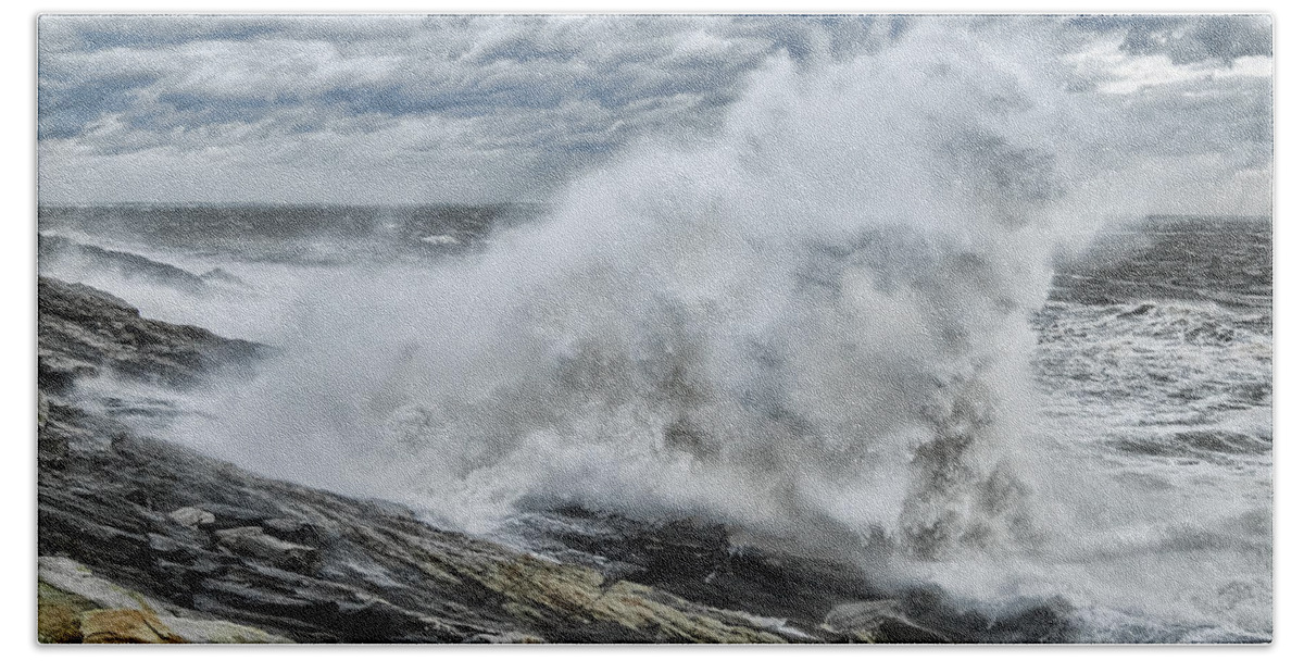 Water Beach Towel featuring the photograph Stormy Seas by Erika Fawcett