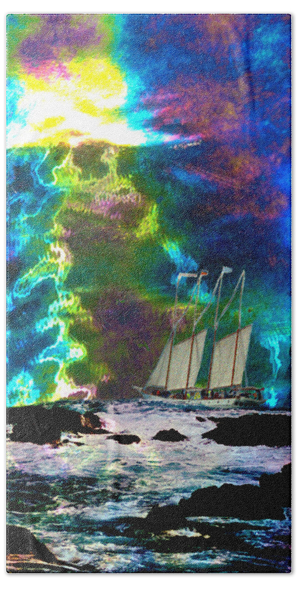 Storm Beach Towel featuring the digital art Stormy Sunset by Lisa Yount