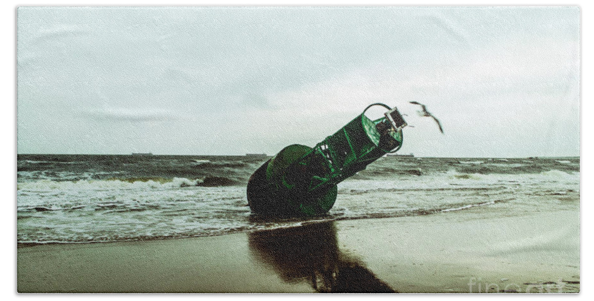 Bouy Beach Towel featuring the photograph Stranded by Angela DeFrias