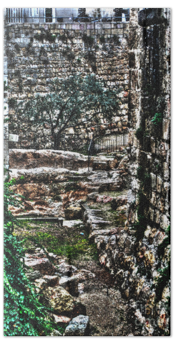 Western Wall Beach Towel featuring the photograph Street In Jerusalem by Doc Braham