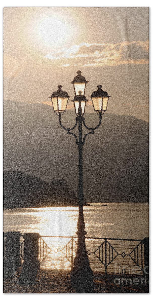 Alps Beach Towel featuring the photograph Street Lamp, Lombardy, Italy by Peter Hammerschmidt