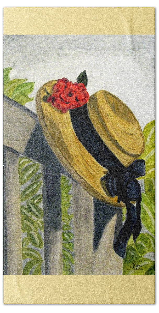 Hats Beach Sheet featuring the painting Summer Hat by Angela Davies