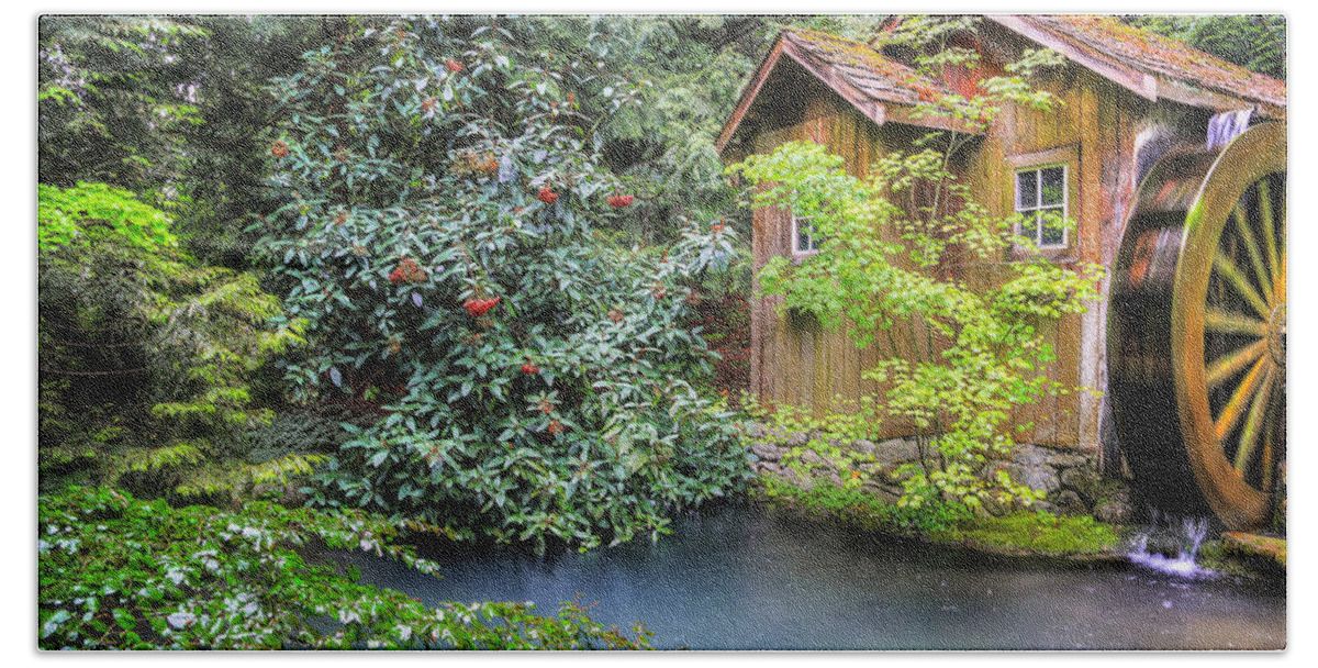 Running Water Beach Towel featuring the photograph Summer rain at the watermill by Eti Reid