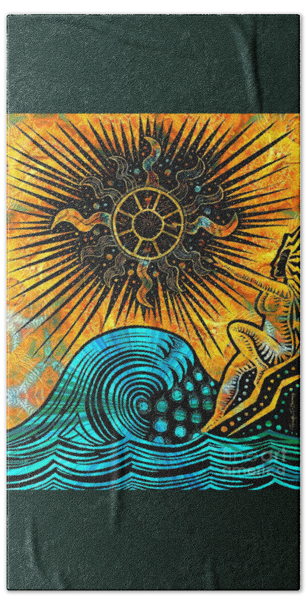Goddess Painting Beach Sheet featuring the drawing Big Sur Sun Goddess by Joseph J Stevens
