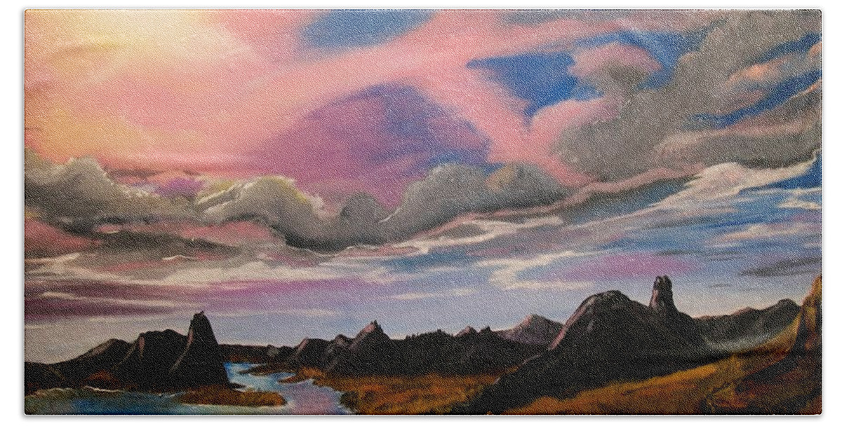 Arizona Landscape Beach Towel featuring the painting Arizona Sunrise by Sharon Duguay